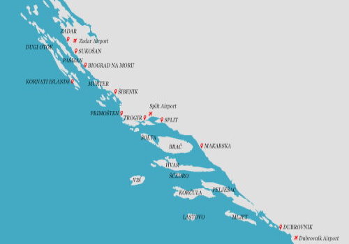 Itinerari per noleggio caicchi e yacht in Croazia
